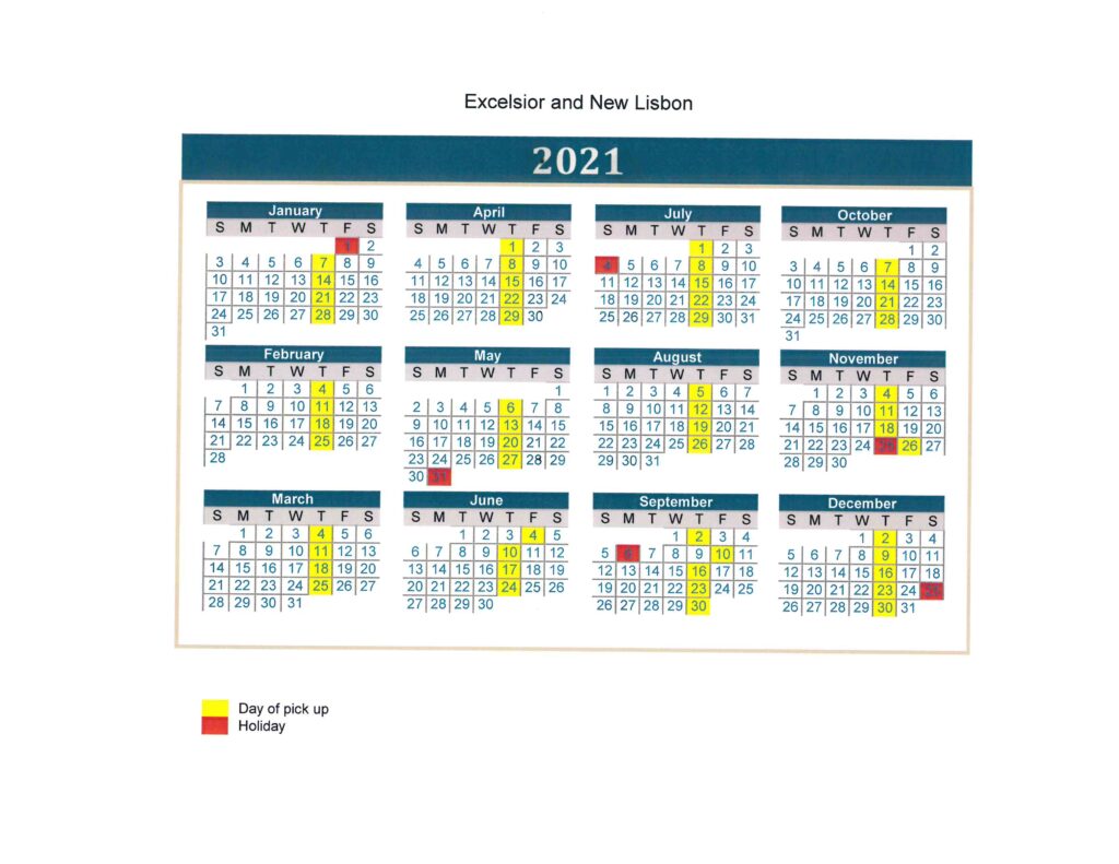 2021 Garbage Schedule